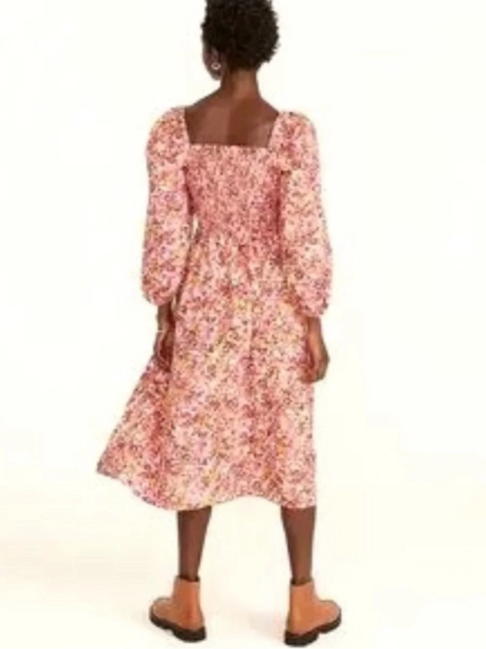 J Crew Smocked Puff Sleeve Dress In Faded Floral Cottagecore Whimsical print